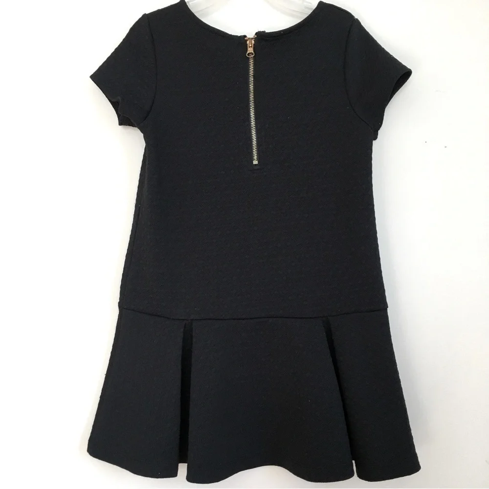 Genuine Kids Oshkosh Little Girls Black Ruffle Hem Short Sleeve Dress